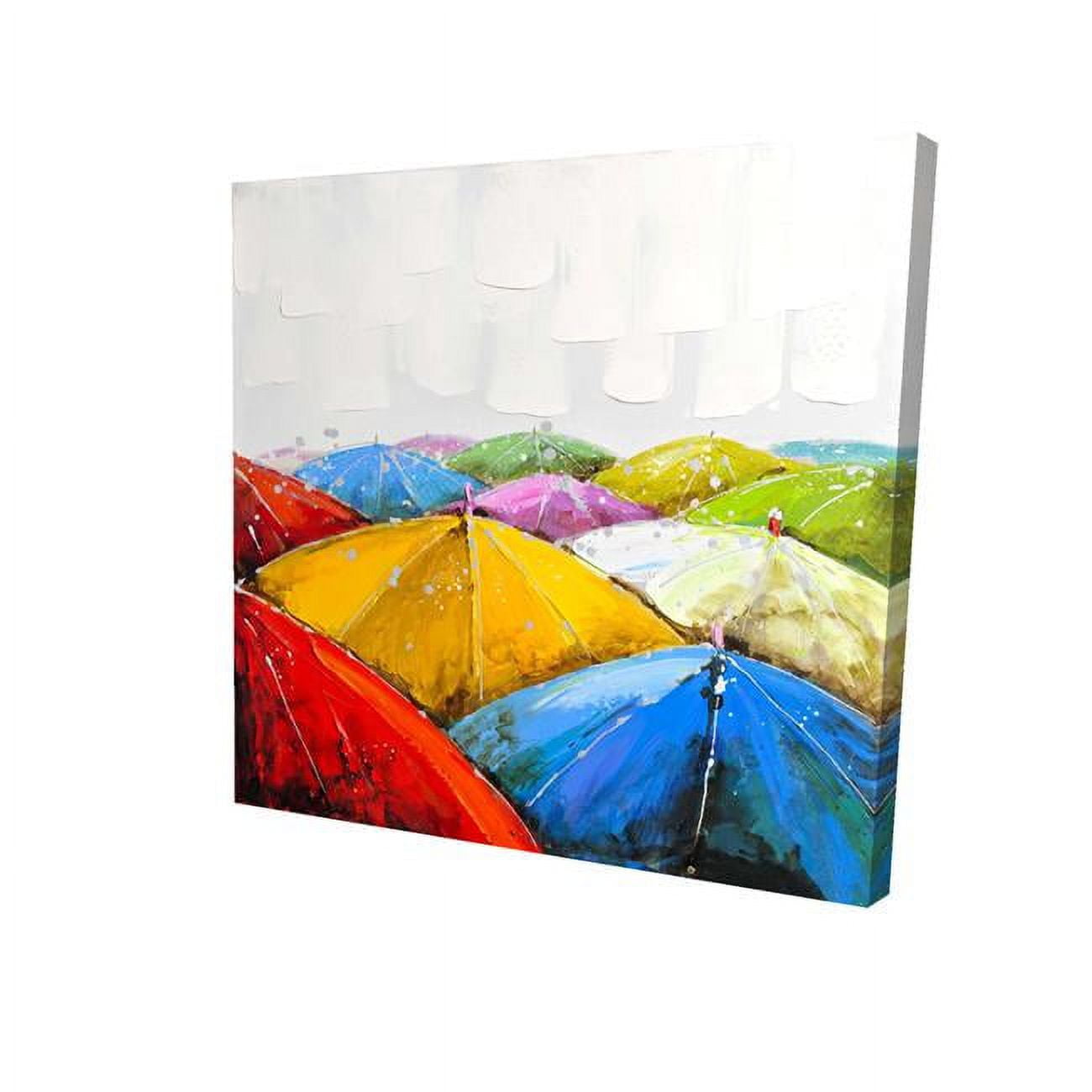 12 x 12 in. Colorful Umbrellas Under The Rain-Print on Canvas