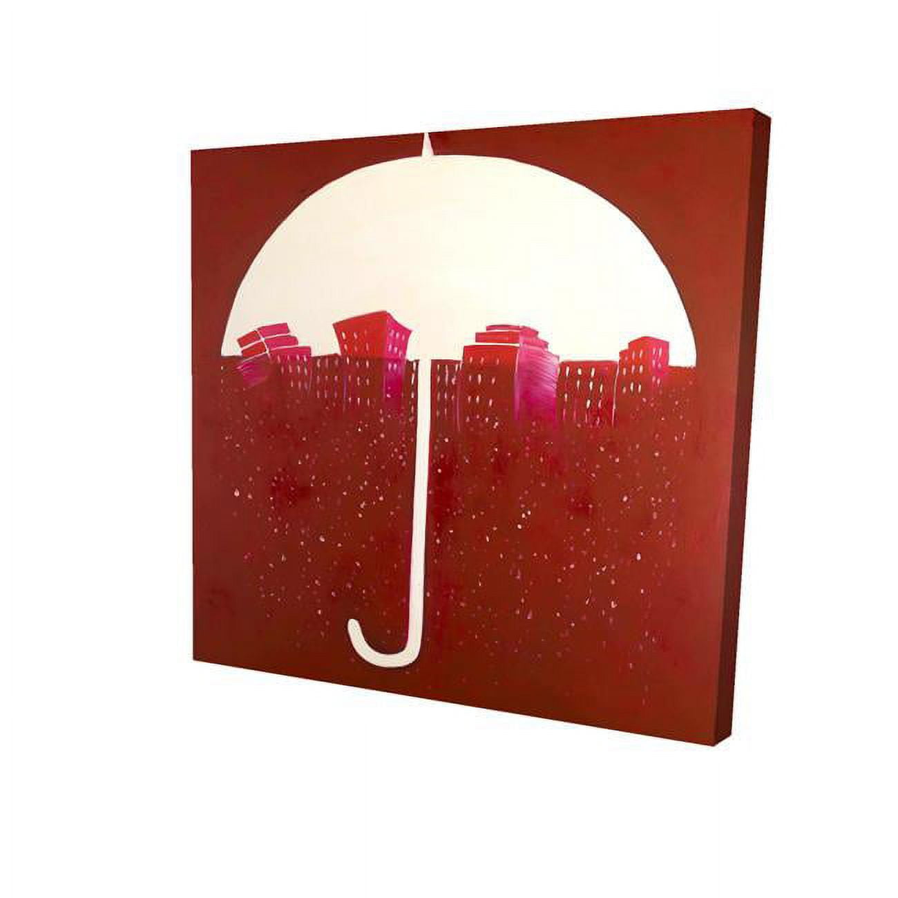 12 x 12 in. Red City Under Umbrella-Print on Canvas