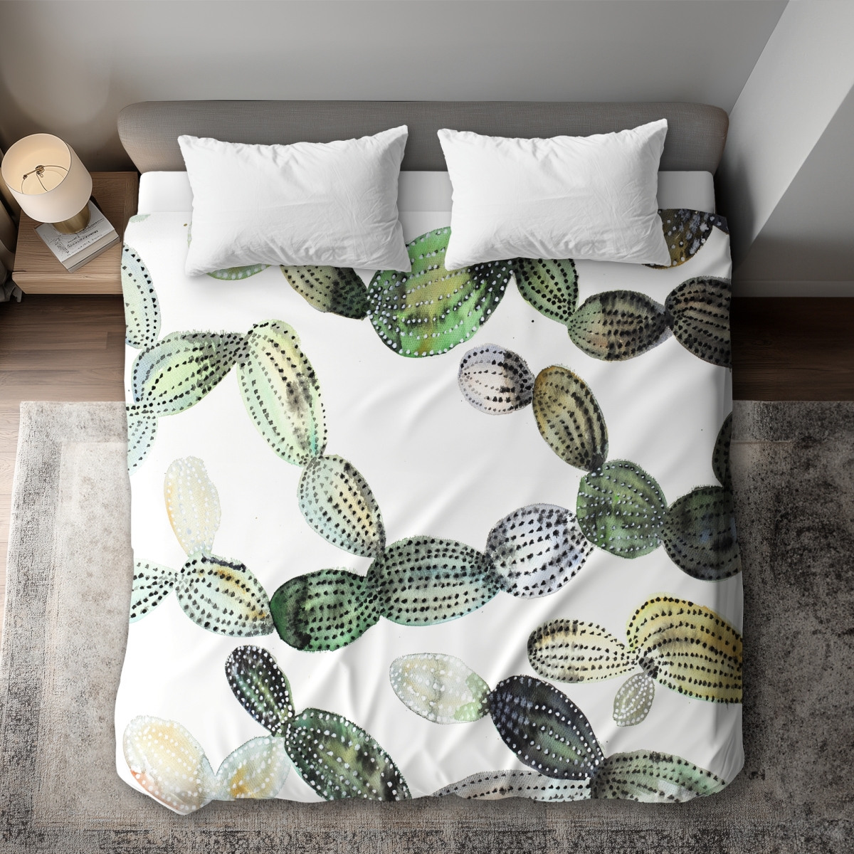 C1DCKSW0H1EL3Z Pattern Opuntia Cactus King Size Duvet Cover - Exotic Home Decor