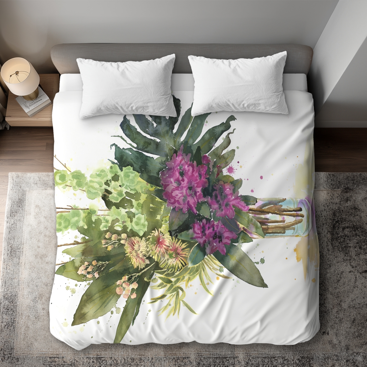 C1DCKSW0RKB6DV Tropical Flower Assemblage King Size Duvet Cover - Home Decor