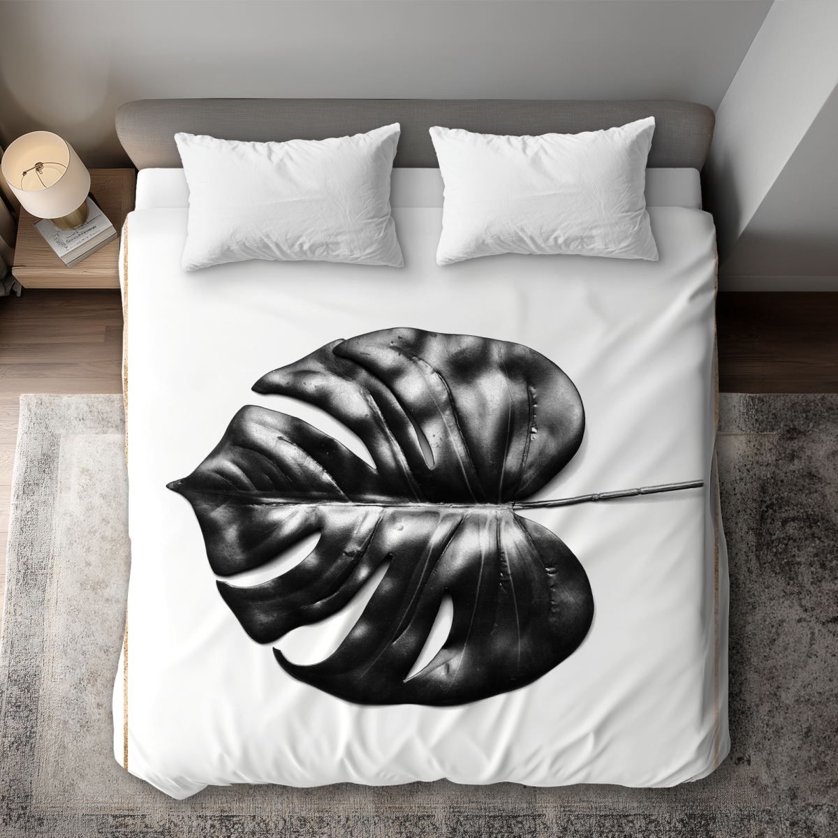 C1DCKSW0N8U106 Split Leaf Philodendron King Size Duvet Cover - Gold Lines Decor