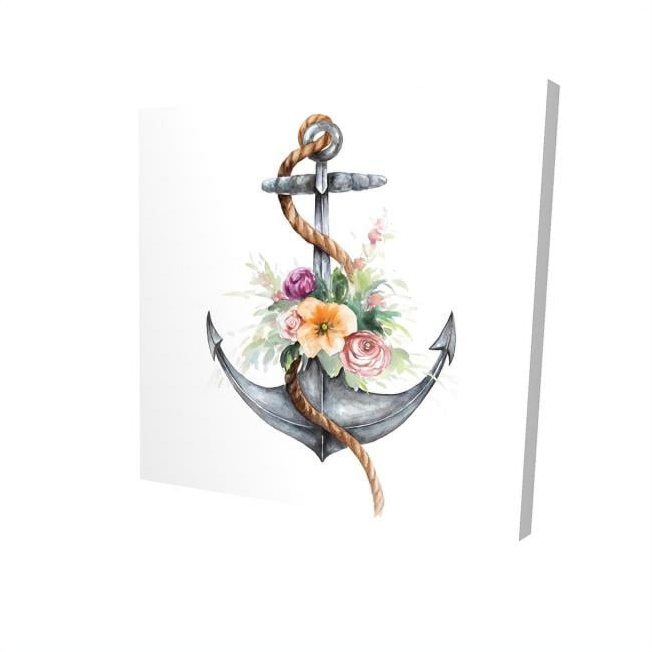 12 x 12 in. Boat Anchor with Flowers-Print on Canvas