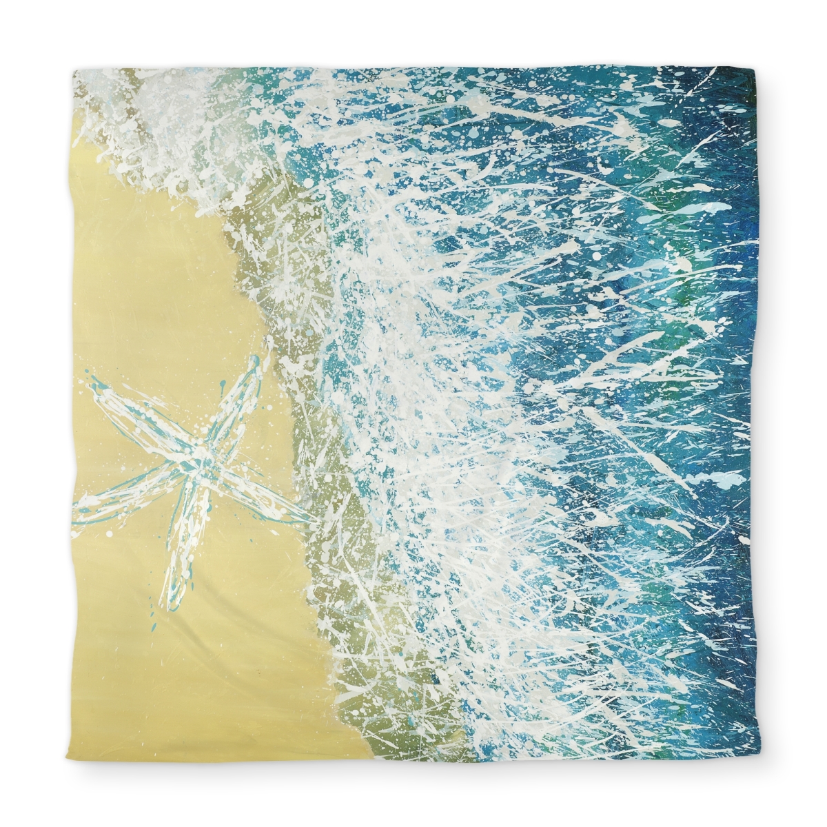 C1DCQSW0B34GPK Left Side Seastar Modern Queen Size Duvet Cover - Beach Decor