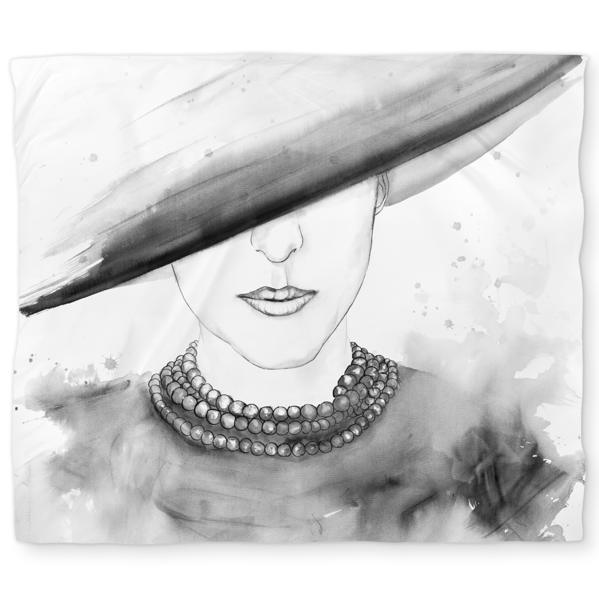 C1DCKSW0DII3MS Mysterious Lady with A Hat King Size Duvet Cover - Figurative Bedroom Decor