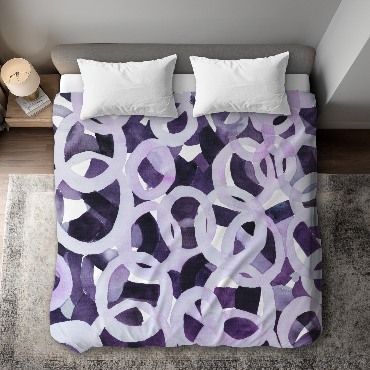 C1DCKSW097H8BE Abstract Purple Circles King Size Duvet Cover - Home Decor