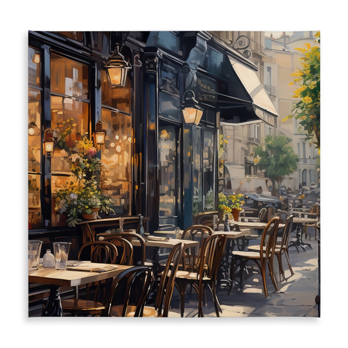 Picture of Begin Home Decor C1TC5858AQ5RH5 58 x 58 in. Street Corner Cafe Brown Tablecloth - Indoor & Outdoor Decor