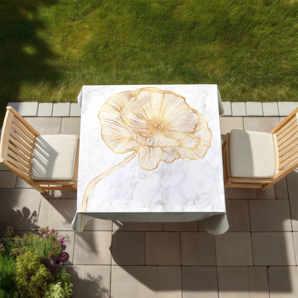Picture of Begin Home Decor C1TC585818J07S 58 x 58 in. Golden Poppy Flower Tablecloth - Indoor & Outdoor Home Decor
