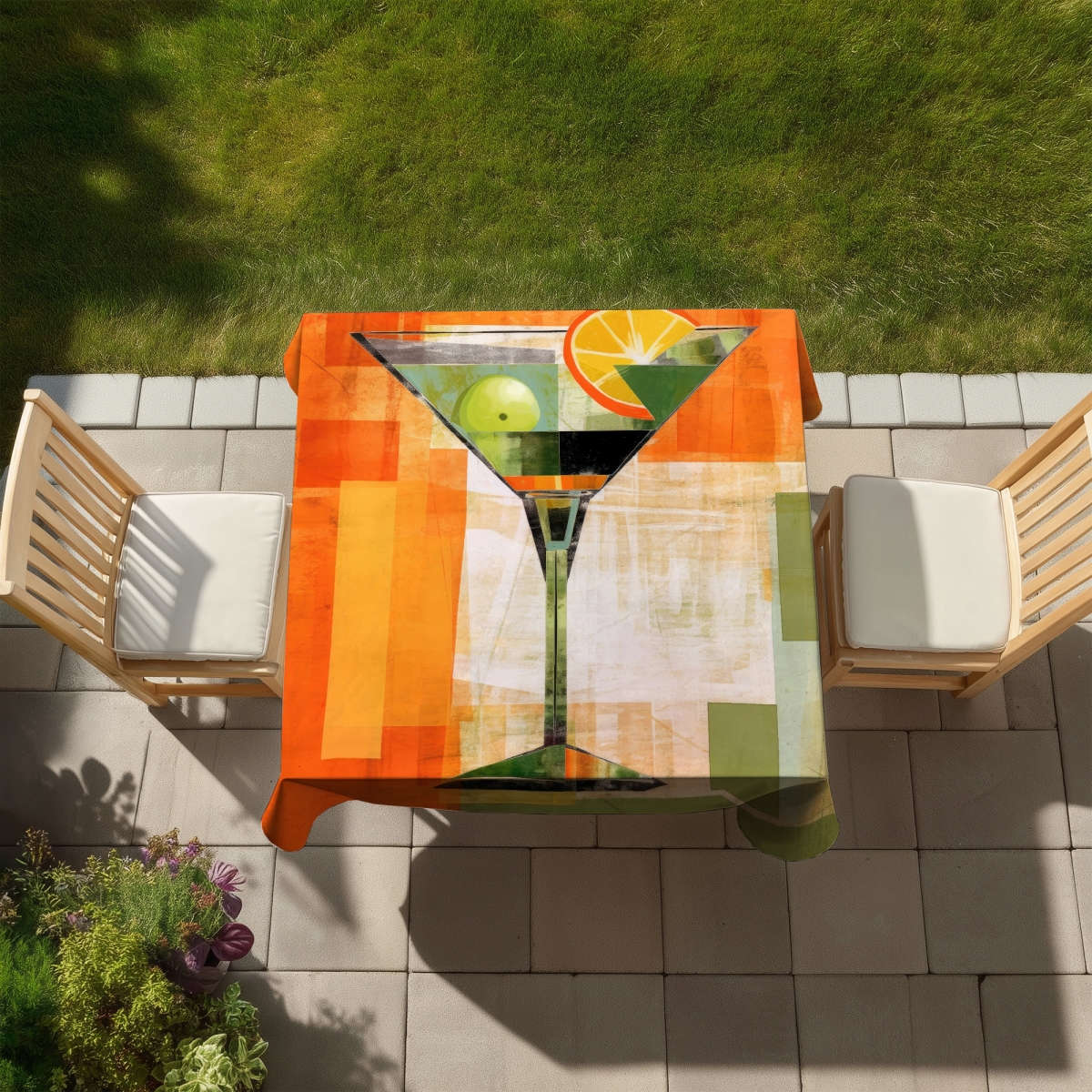 Picture of Begin Home Decor C1TC5858NJSAQ2 58 x 58 in. Minimalist Yellow Tablecloth - Cocktail Indoor & Outdoor Decor