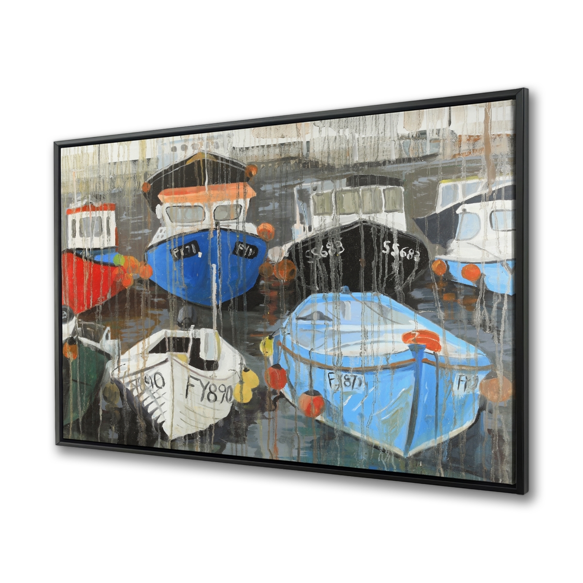 C1FC3648486PB4 36 x 48 in. Color Fading Rain at the Port - Framed Canvas Home Decor