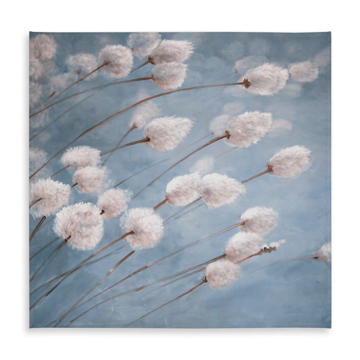 Picture of Begin Home Decor C1TC5858FOI5MQ 58 x 58 in. Blue Hygge Tablecloth - Delicate Cotton Flowers - Indoor & Outdoor