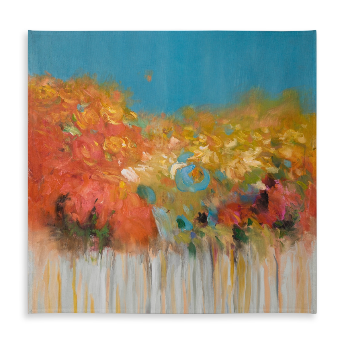 Picture of Begin Home Decor C1TC5858JWS72P 58 x 58 in. Colorful Abstract Flowers Tablecloth - Indoor & Outdoor Decor