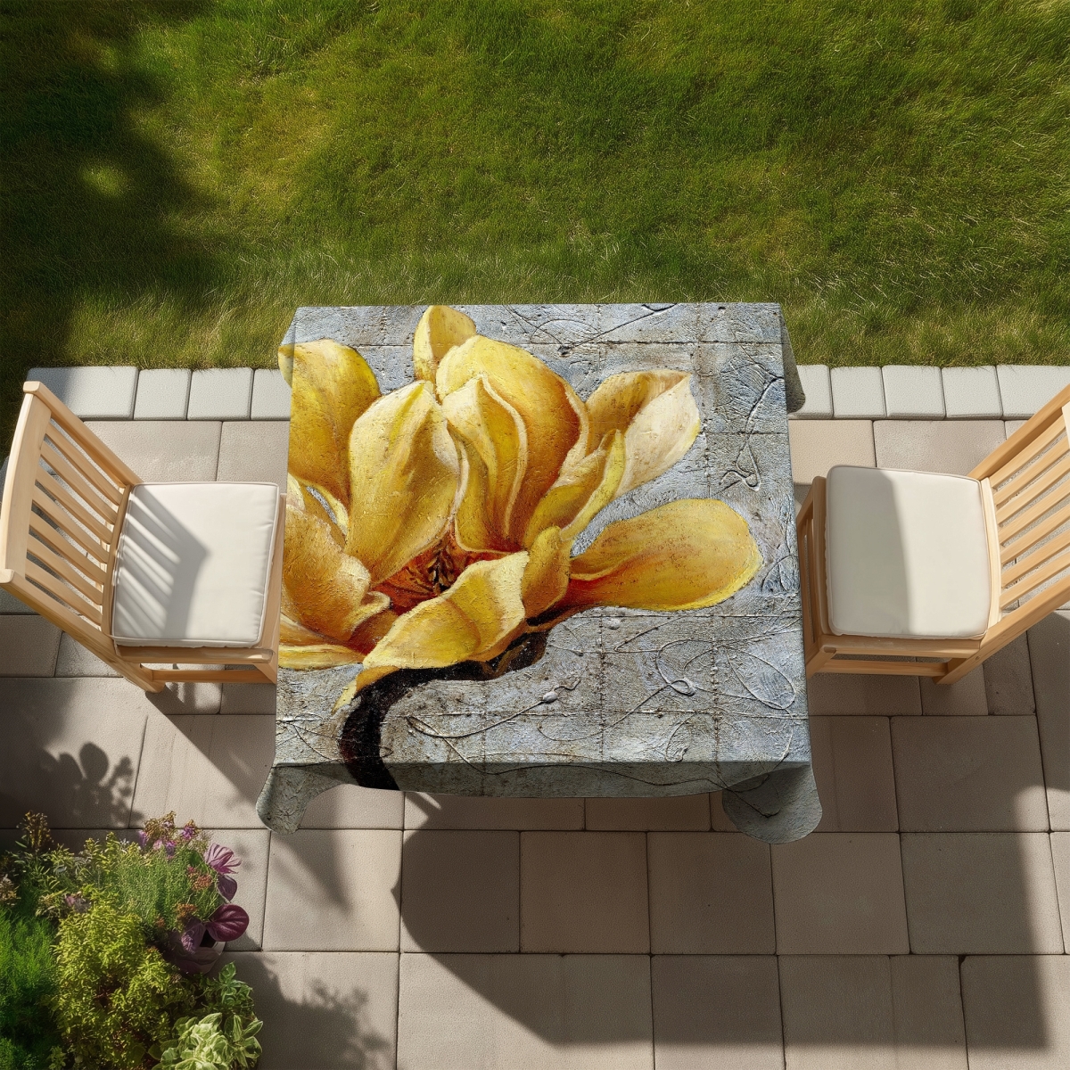 Picture of Begin Home Decor C1TC5858DI8XKK 58 x 58 in. Flower of Life Tablecloth - Indoor & Outdoor Home Decor