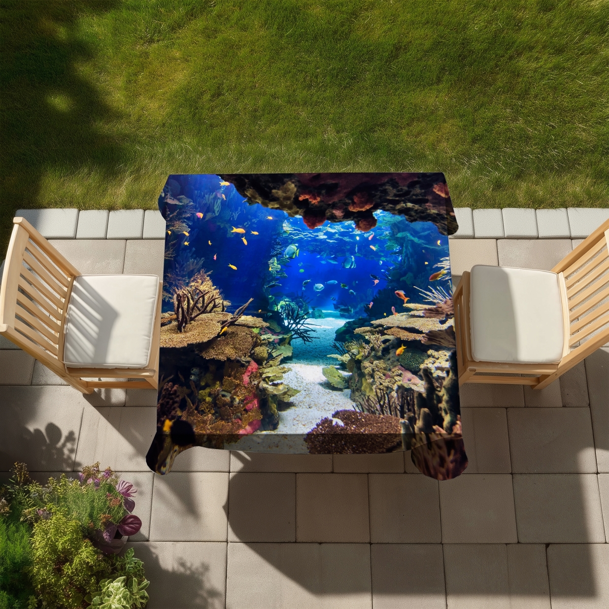 Picture of Begin Home Decor C1TC5858A80C1D 58 x 58 in. Aquarium Tablecloth - Indoor Outdoor Home Decor Essential