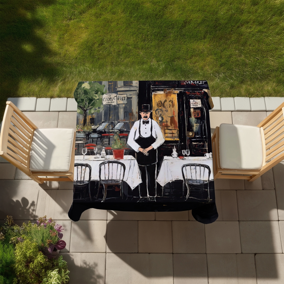 Picture of Begin Home Decor C1TC585813NSUT 58 x 58 in. The Cabaret Contemporary White Tablecloth - Indoor & Outdoor Decor