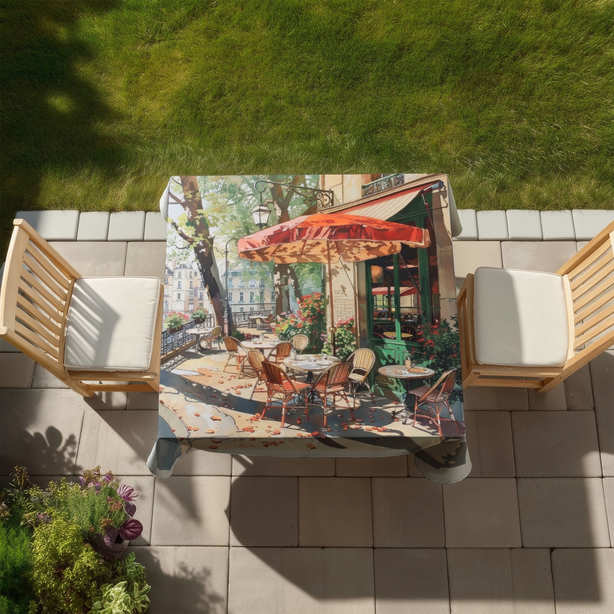 Picture of Begin Home Decor C1TC5858T3PFBN 58 x 58 in. Sunshade Indoor & Outdoor Tablecloth - Stylish Home Decor