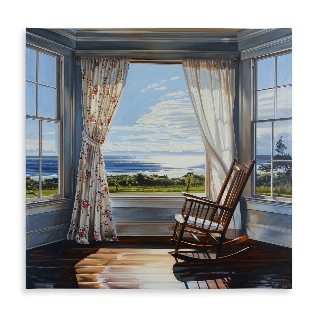 Picture of Begin Home Decor C1TC5858MKLF5A 58 x 58 in. The Window Indoor & Outdoor Tablecloth - Stylish Home Decor