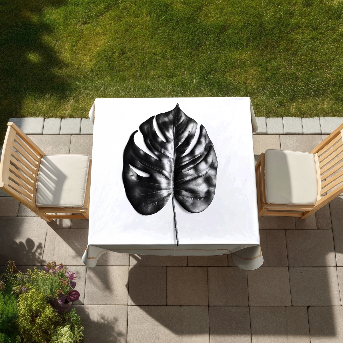 Picture of Begin Home Decor C1TC5858MZT1H4 58 x 58 in. Split Leaf Philodendron Tablecloth - Indoor & Outdoor Decor