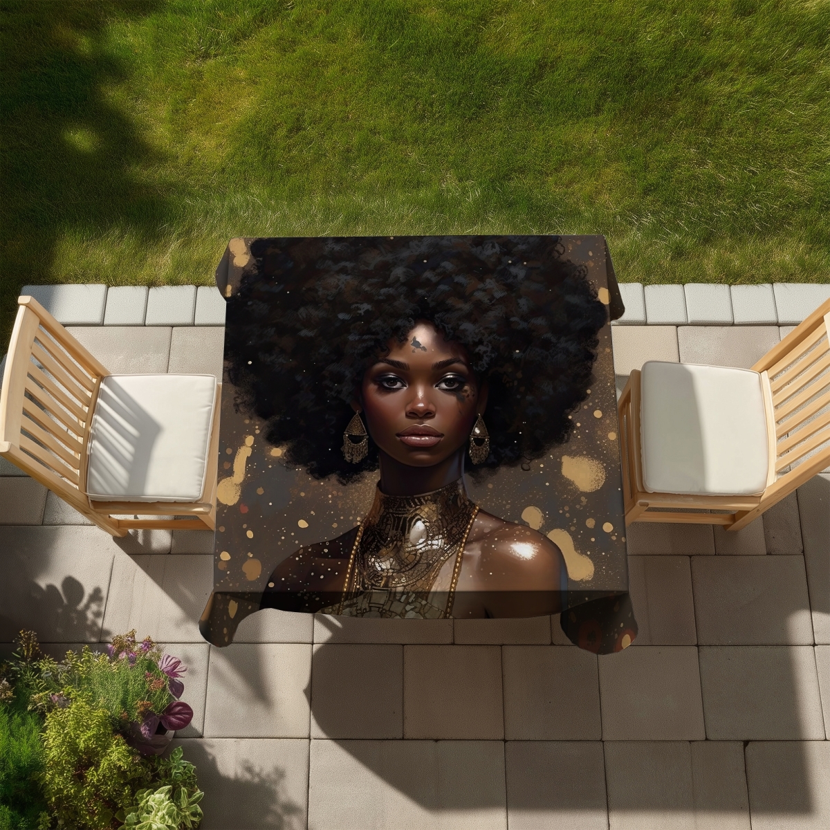 Picture of Begin Home Decor C1TC5858UTZ6IR 58 x 58 in. Natural Strength Brown African Tablecloth - Indoor Outdoor Decor