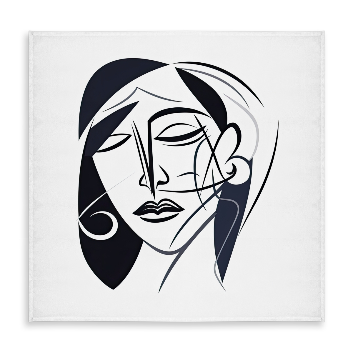 Picture of Begin Home Decor C1TC5858U43OEL 58 x 58 in. Abstract Face White Tablecloth - Indoor & Outdoor Home Decor