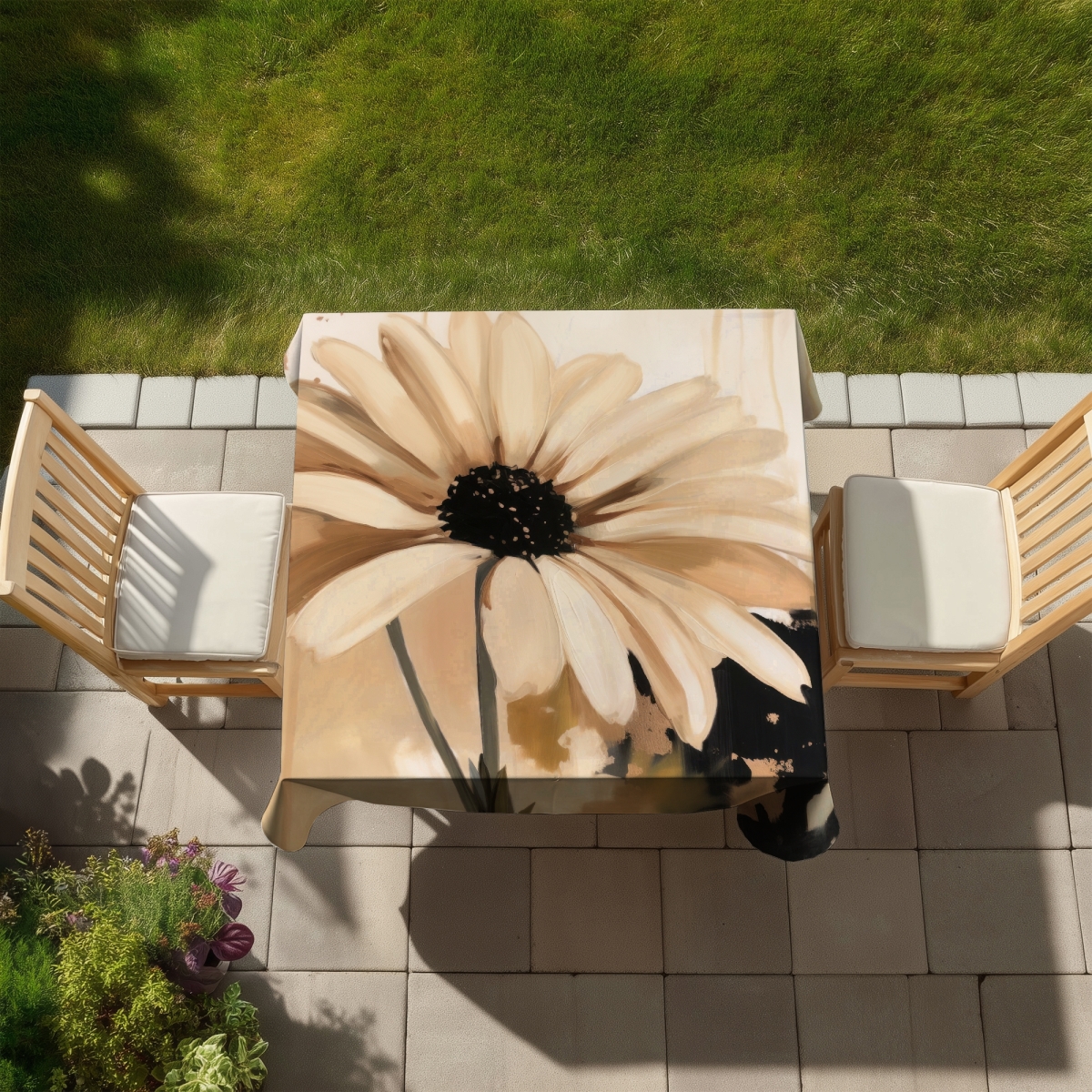 Picture of Begin Home Decor C1TC58587B78DA 58 x 58 in. Beautiful Daisy Flowers Tablecloth - Indoor & Outdoor Home Decor