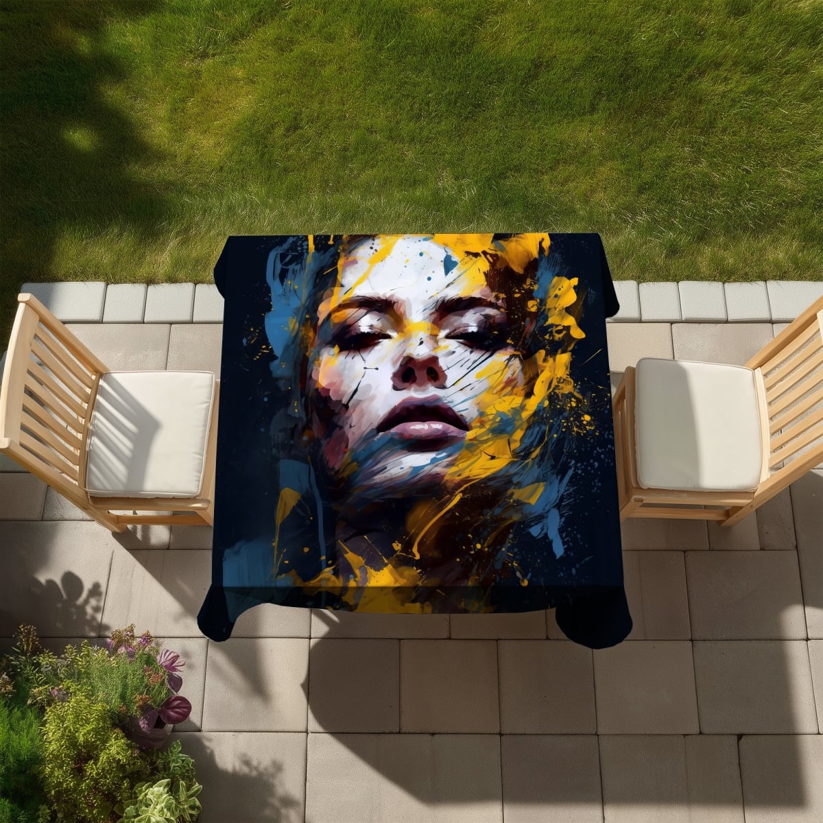 Picture of Begin Home Decor C1TC5858T1I9NA 58 x 58 in. Blue Contemporary Tablecloth - Sensual Tornado - Indoor & Outdoor
