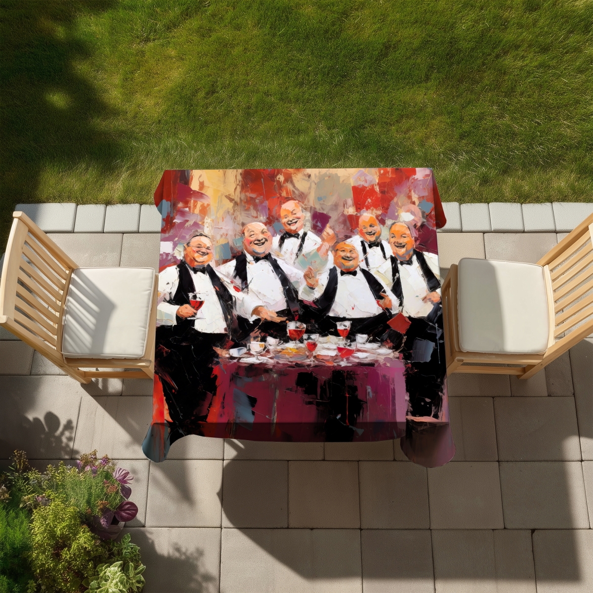 Picture of Begin Home Decor C1TC5858M4P6V3 58 x 58 in. Good Friends American White Kitchen Tablecloth - Home Decor