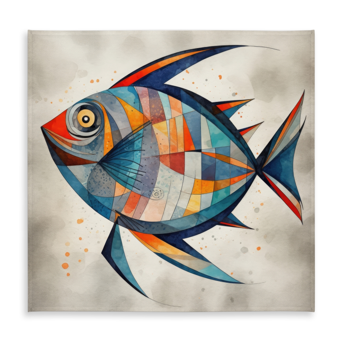 Picture of Begin Home Decor C1TC5858F6WX5W 58 x 58 in. Geometric Fish Tablecloth - Abstract Aquatic Minimalist Decor