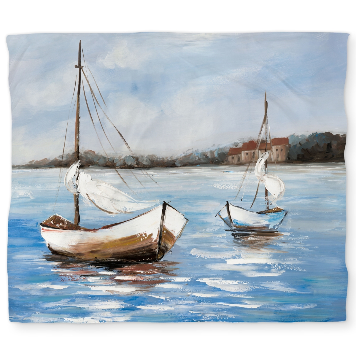 C1DCKSW0R2EYS6 Contemporary Waves King Size Duvet Cover - Two Boats on the Water Decor