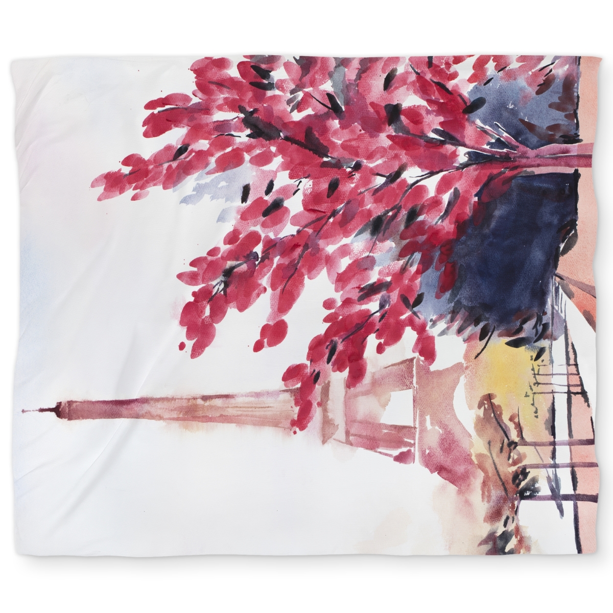 C1DCKSW00HPFW4 Paris & Eiffel Scene Red Scenic King Size Duvet Cover - Home Decor