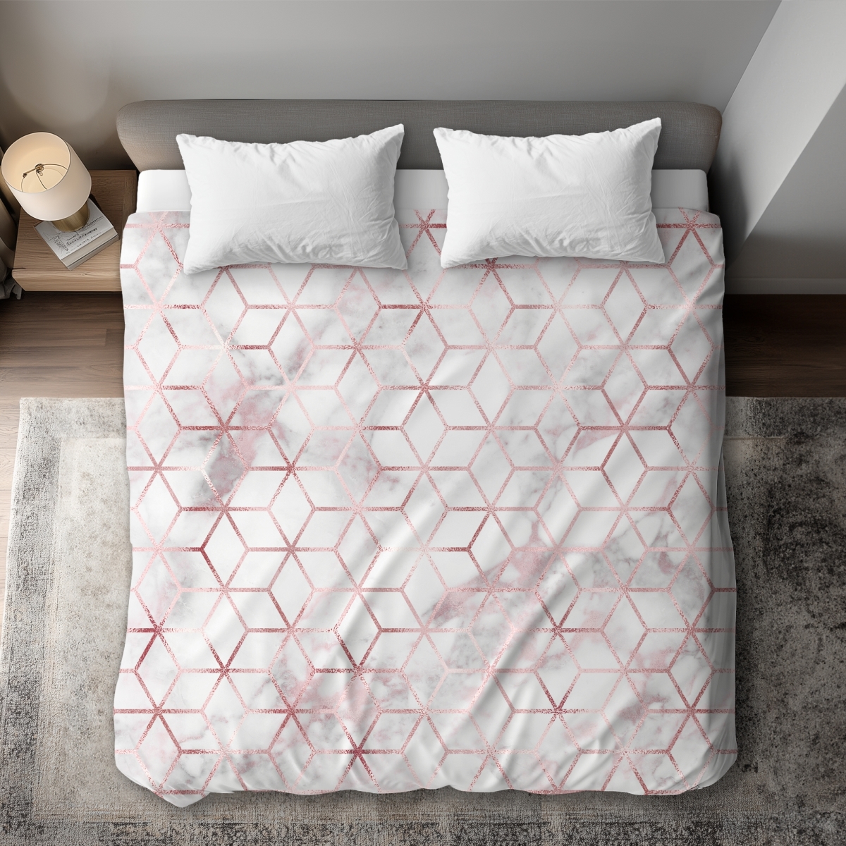 C1DCKSW09S2UEO Symmetry Abstract Pattern Gray King Size Duvet Cover - Home Decor