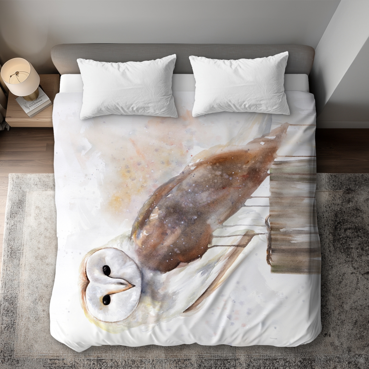 C1DCKSW0AML2HZ Barn Owl Rustic Beige King Size Duvet Cover - Home Decor