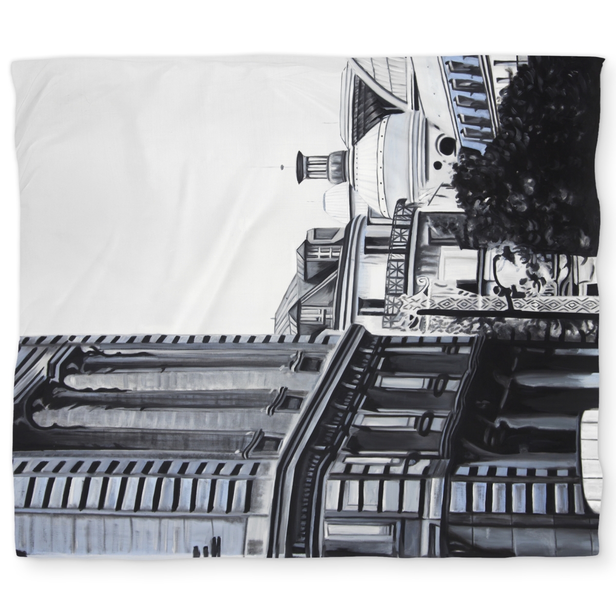 C1DCKSW0PUOCC3 Historic Downtown Hyperrealist King Size Duvet Cover - White Back
