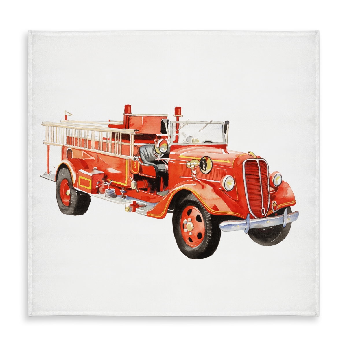 Picture of Begin Home Decor C1TC5858A4QBWK 58 x 58 in. Vintage Fire Truck Tablecloth - Car Transport Decor - Indoor & Outdoor