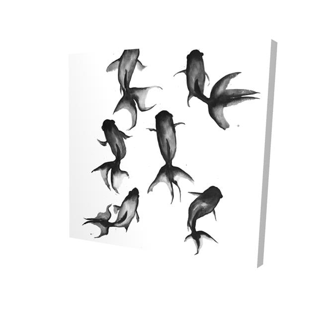 16 x 16 in. Black Fishes-Print on Canvas