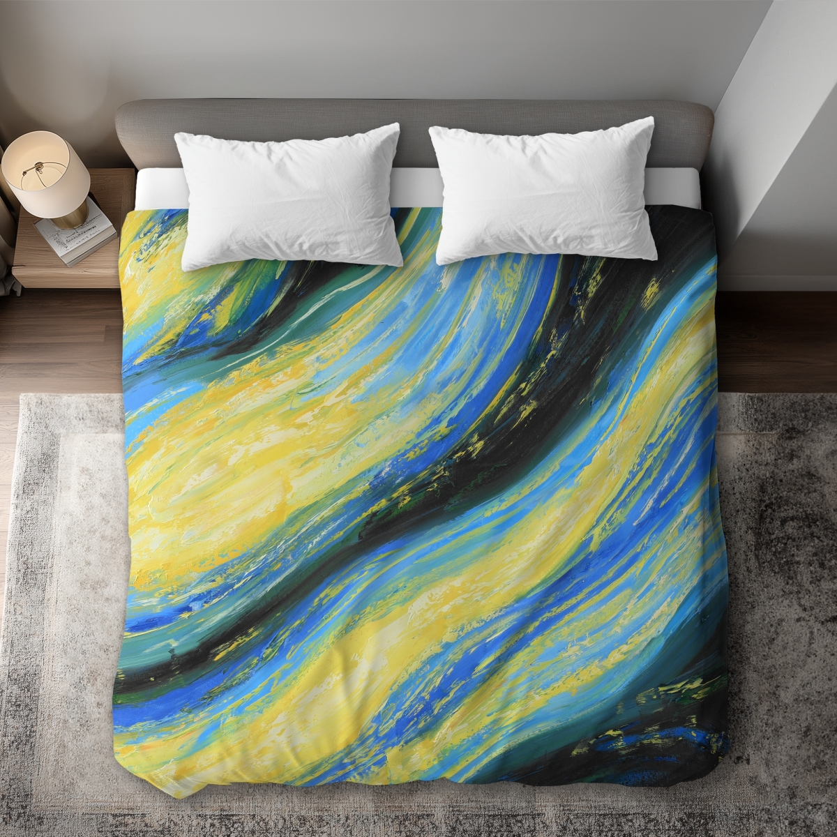 C1DCKSW0EJK2T7 Liquid Magic Wave Modern King Size Duvet Cover - White Bedroom Decor