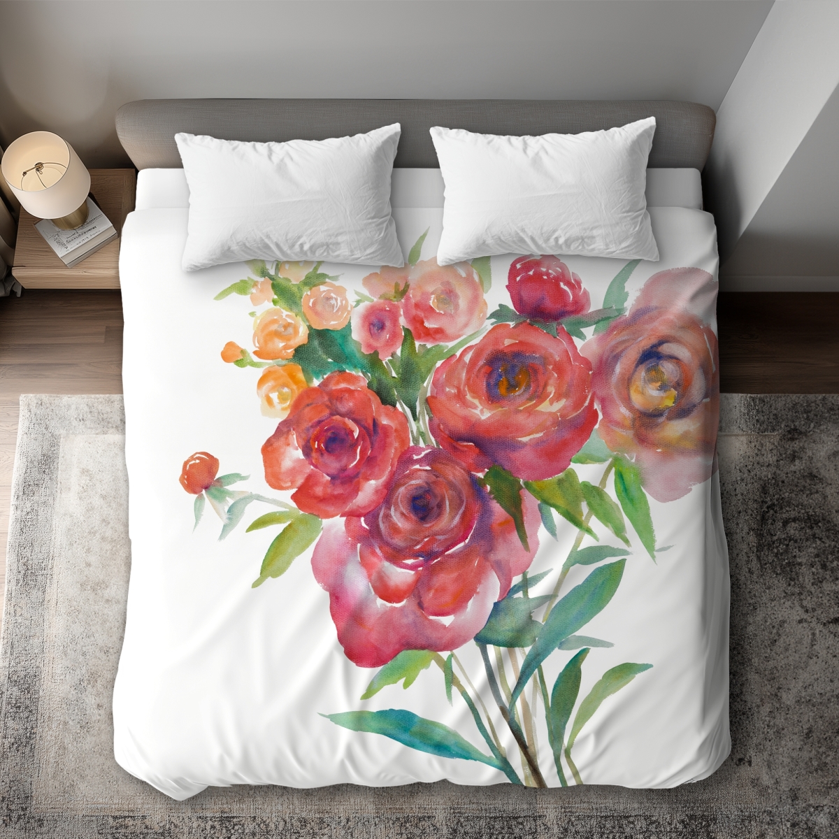 C1DCKSW0KEK17Q Watercolor Bouquet of Flowers King Size Duvet Cover - Botanical Home Decor