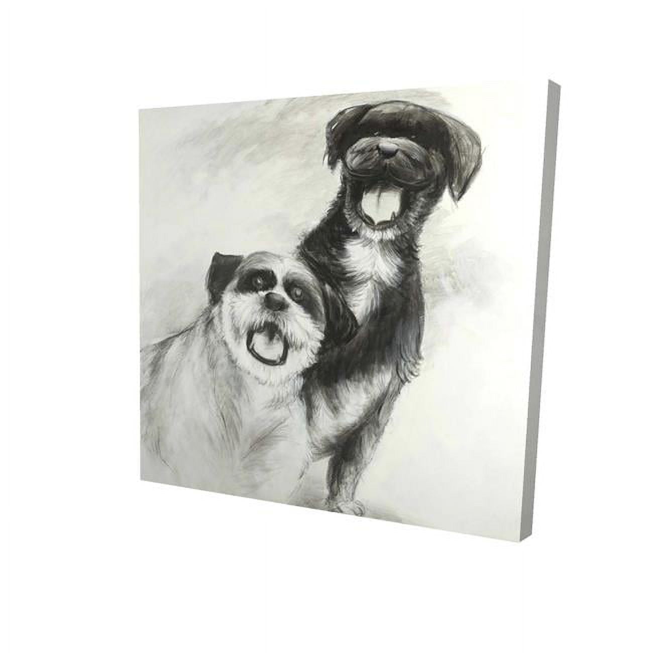 16 x 16 in. Happy Dogs Sketch-Print on Canvas