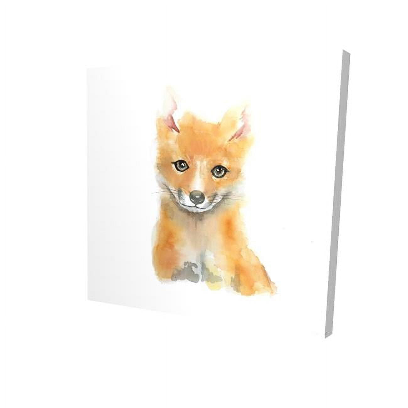 16 x 16 in. Watercolor Baby Fox-Print on Canvas