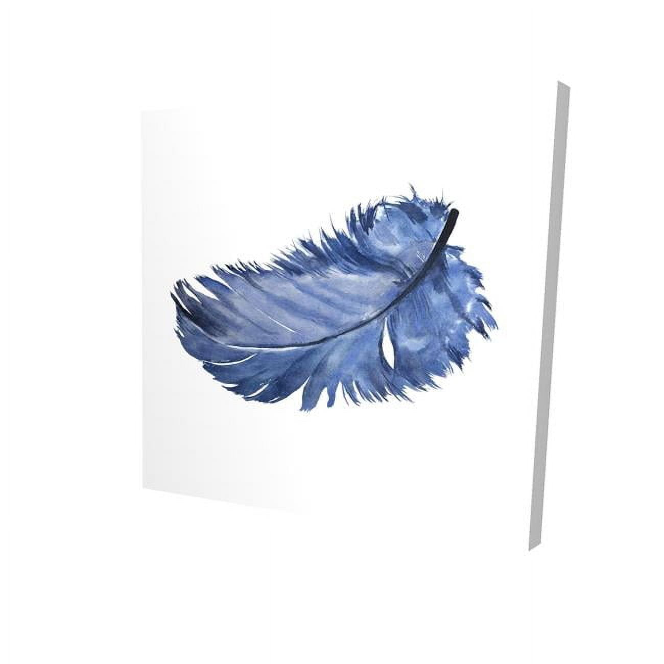 16 x 16 in. Watercolor Blue Feather-Print on Canvas