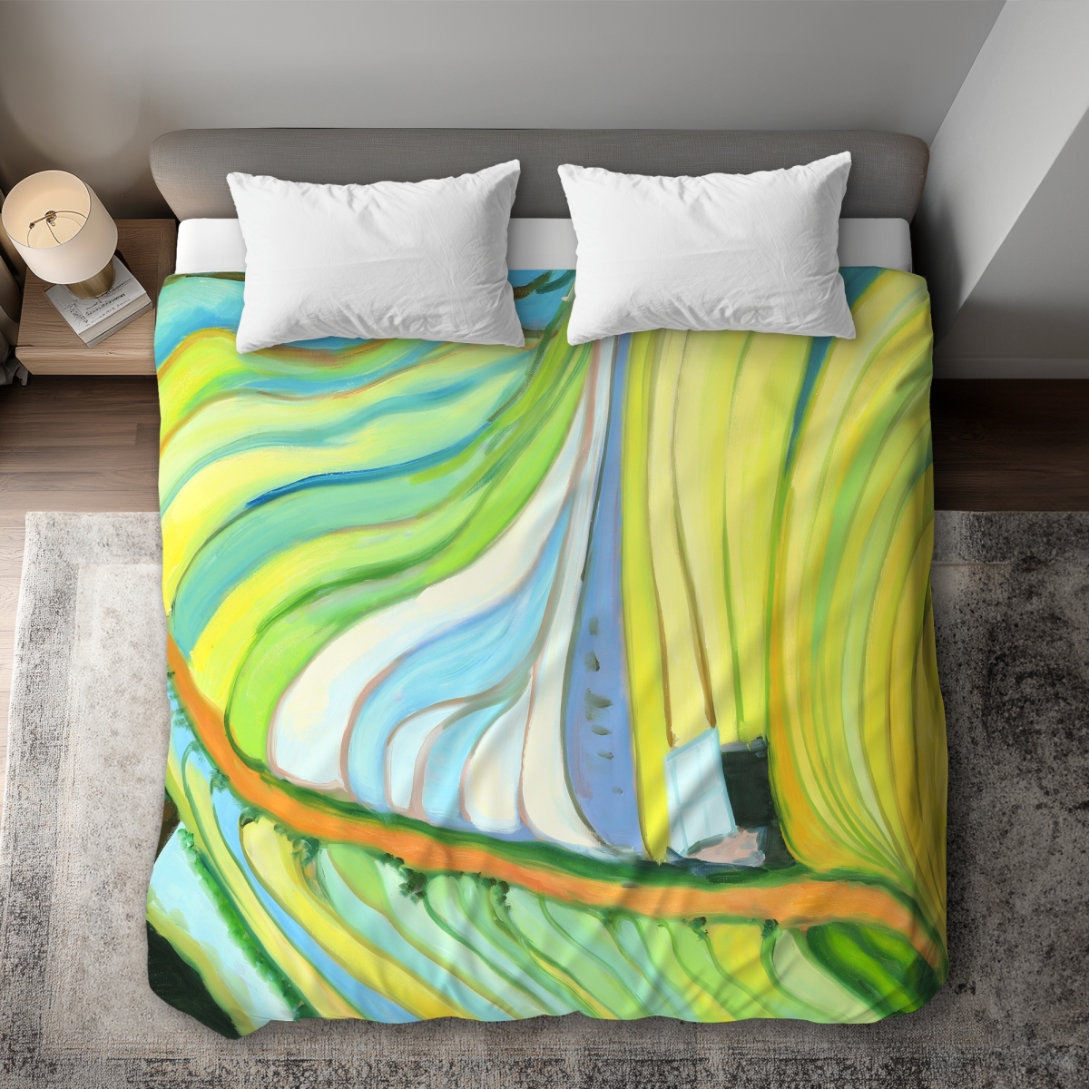 C1DCKSW0ZHAF3A Terraced Rice Fields King Size Duvet Cover - Blue Office Home Decor
