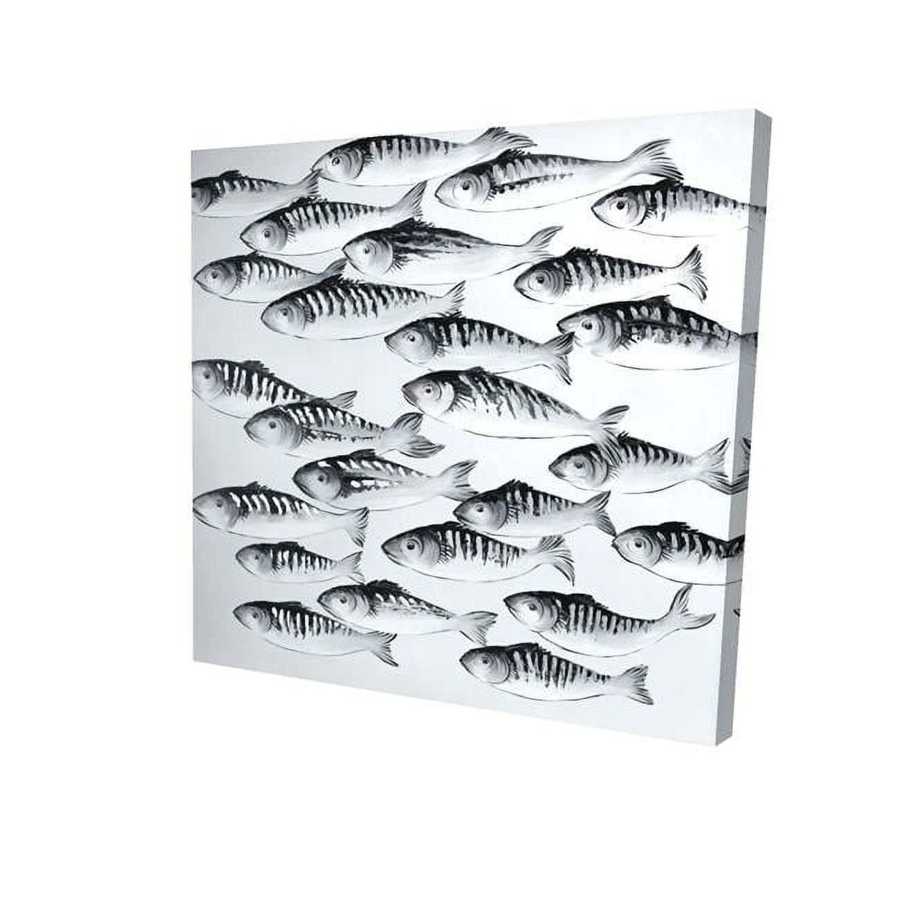 2080-1616-AN435 16 x 16 in. Grey School of Fish-Print on Canvas