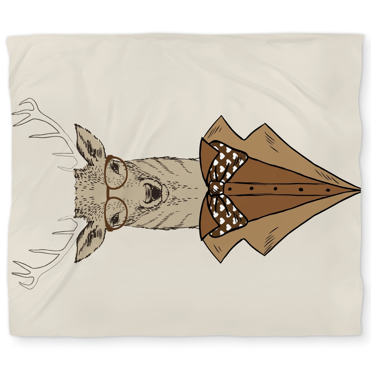 C1DCKSW0KKD2Y7 Beige Rustic King Size Duvet Cover with Deer Brown Coat Design