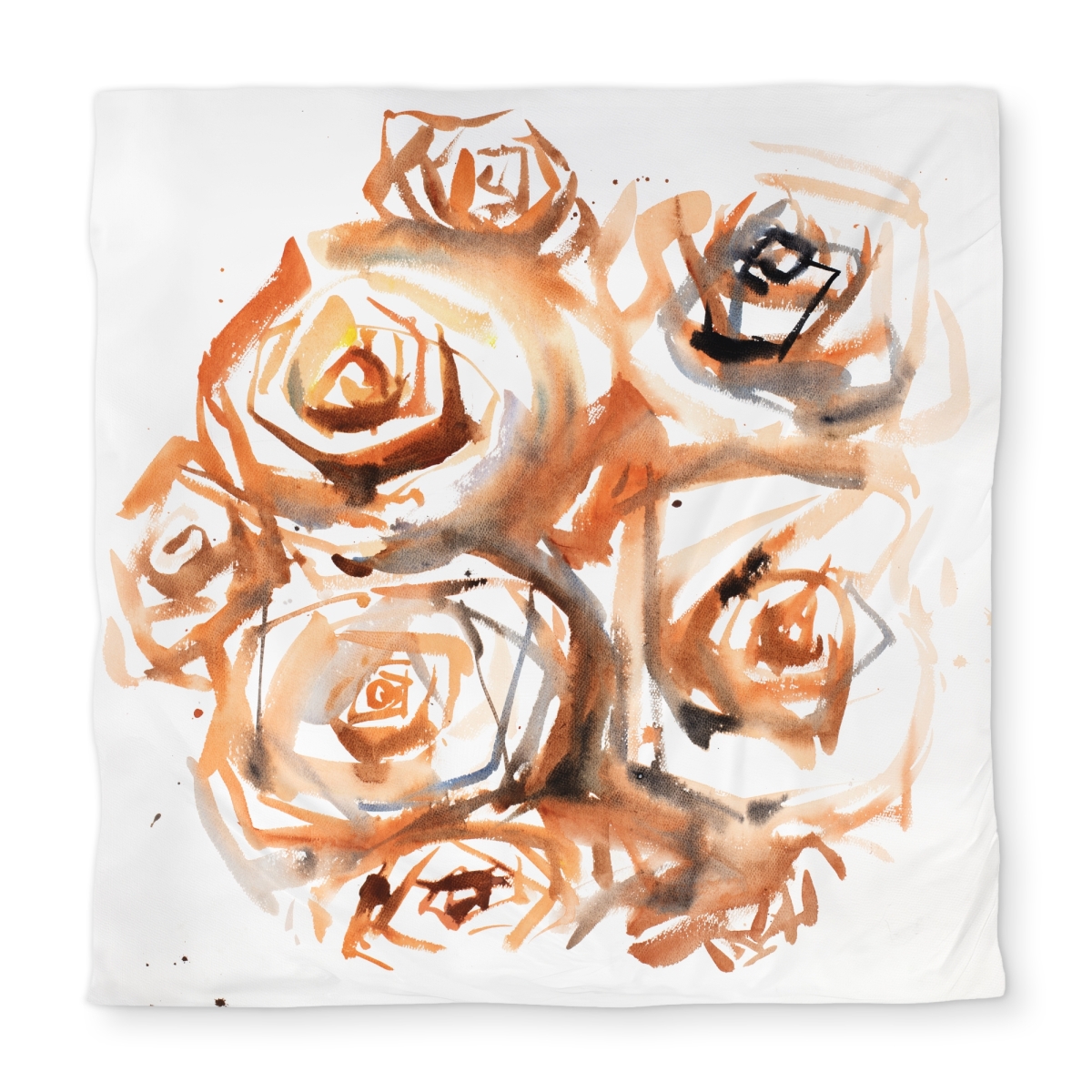 C1DCQSW0FU5F6A Sepia Style Abstract Roses Bundle - Illustrative Queen Size Duvet Cover
