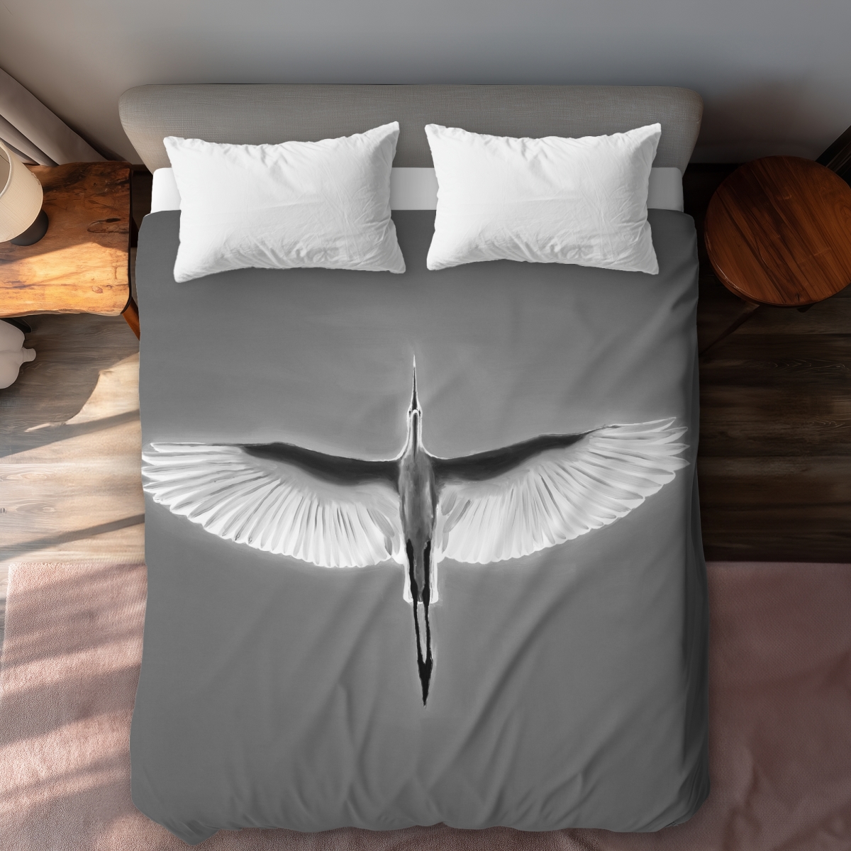 C1DCQSW03C9CED Great Blue Heron Flight Queen Size Duvet Cover - Bedroom Decor