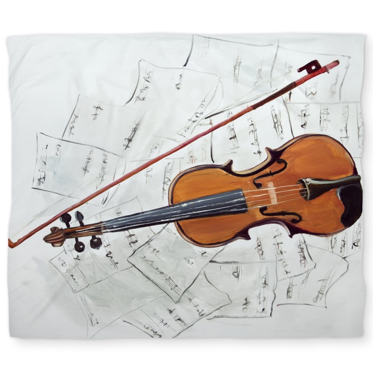 C1DCKSW0HZY4CQ Violin on Music Sheet King Size Duvet Cover - Living Room Decor