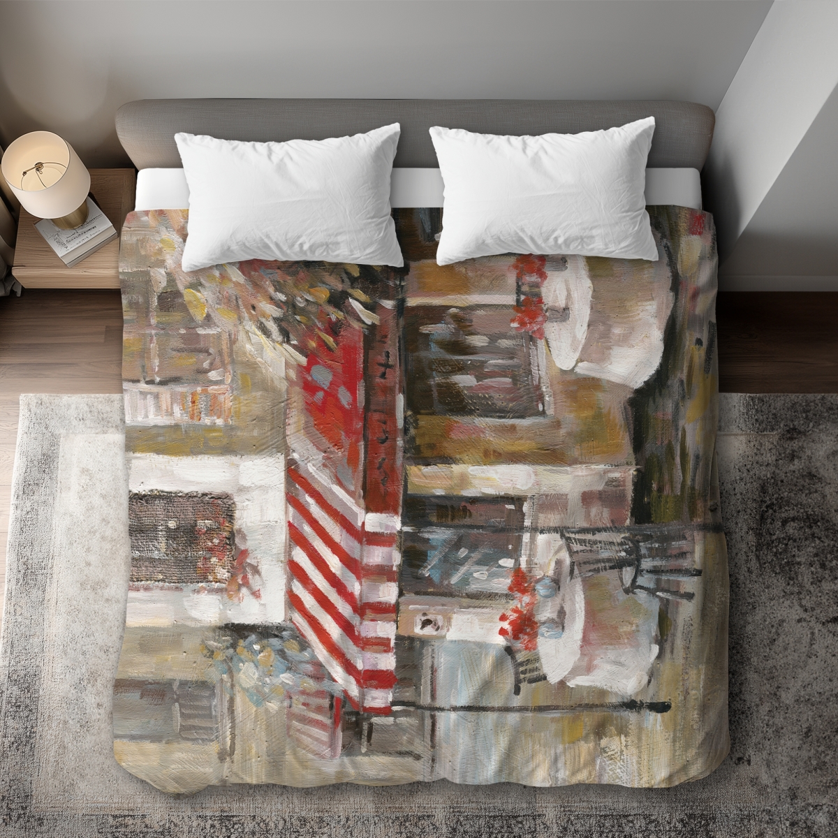 C1DCKSW0AOGDB3 Sunny Restaurant Terrace King Size Duvet Cover - White Back Decor