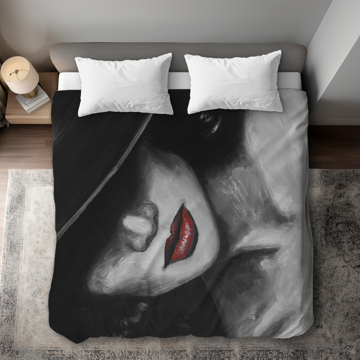 C1DCKSW016PV8E Mysterious Red Lips Lady King Size Duvet Cover - Romantic Home Decor