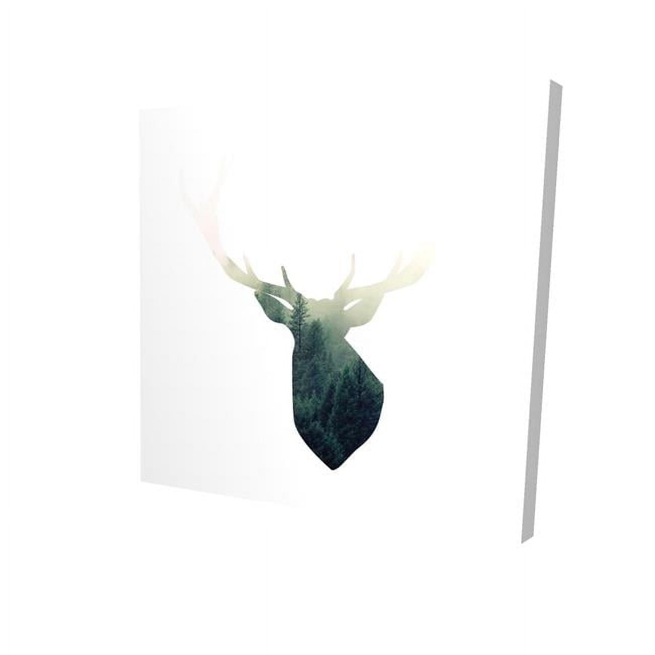 16 x 16 in. Deer Head with Green Landscape Shape-Print on Canvas