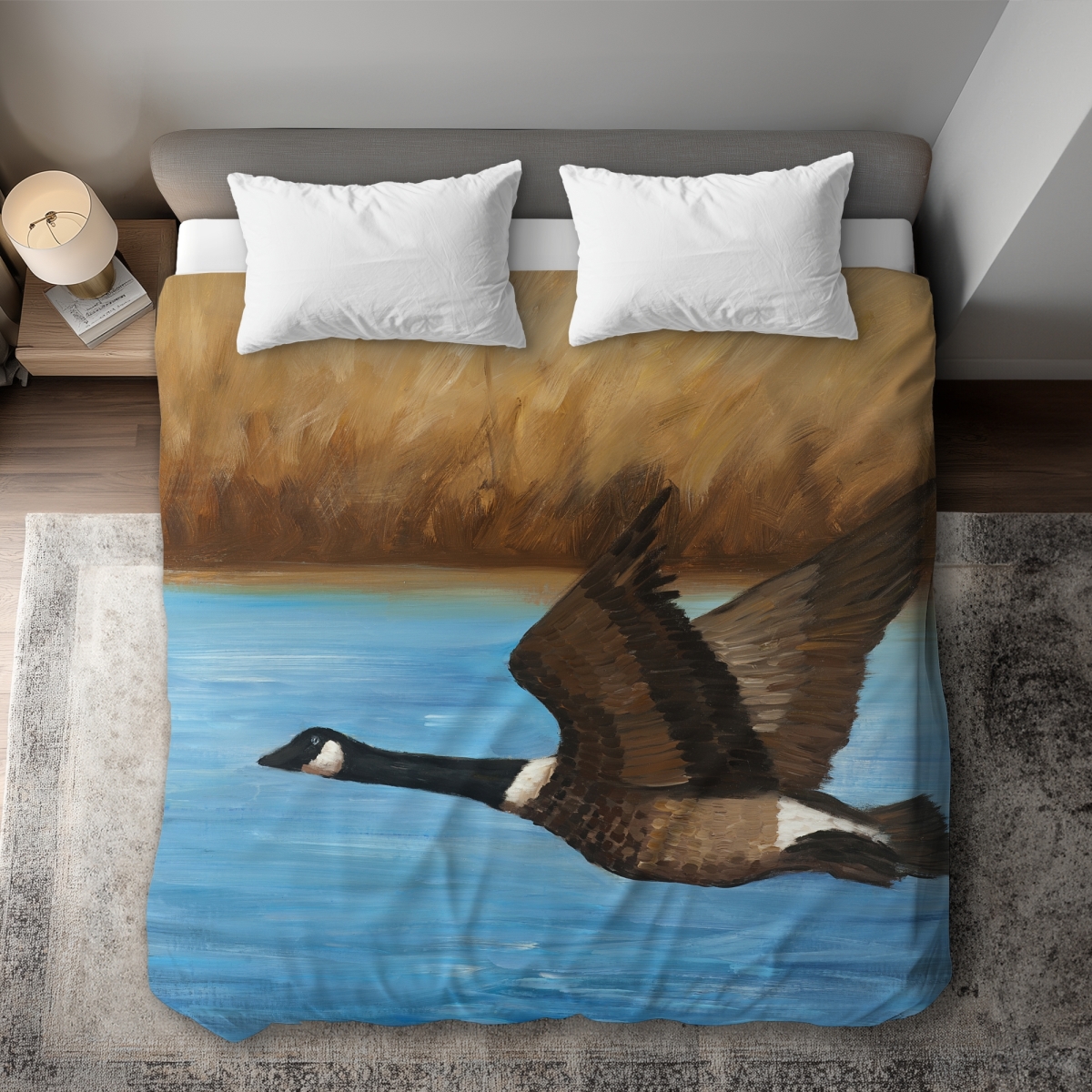 C1DCKSW00RDUZH Canada Goose Brown Man Cave King Size Duvet Cover - Home Decor