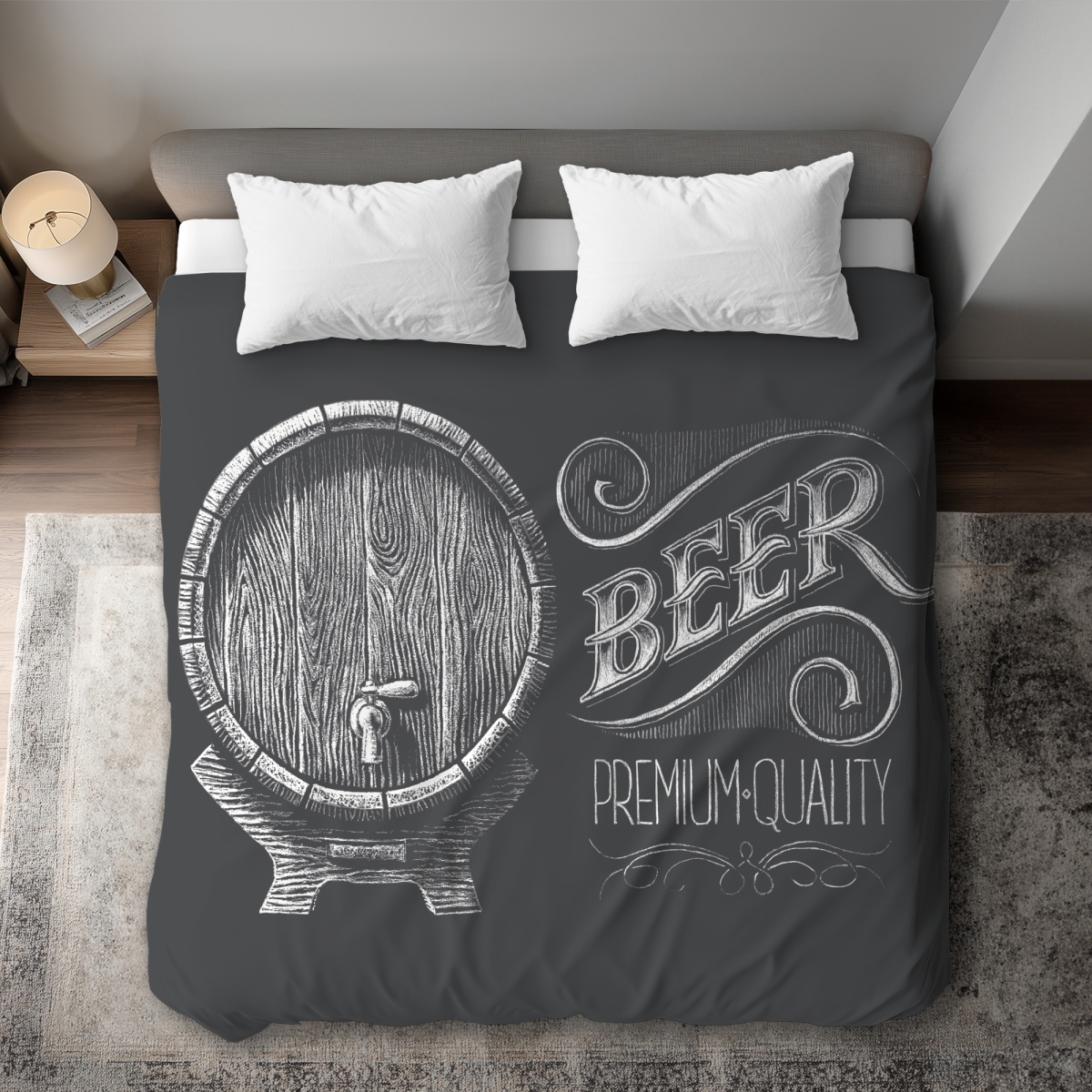 C1DCKSW04Q7D8B Old Beer Sign Vintage King Size Duvet Cover for Man Cave Home Decor